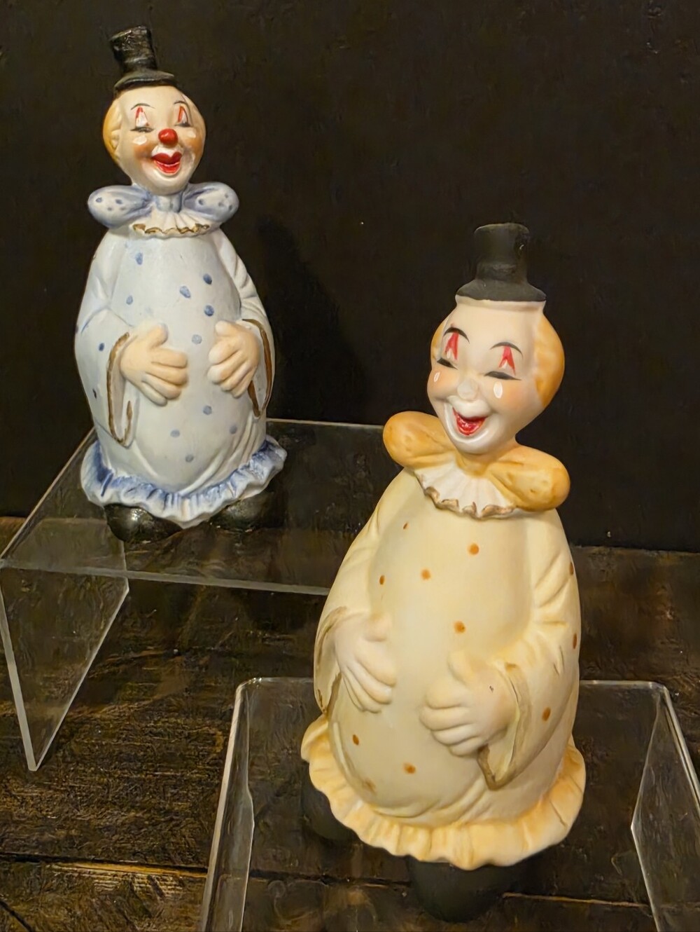 Vtg A.A. Importing Porcelain Clown Bells Set of 2 Circus Figurine